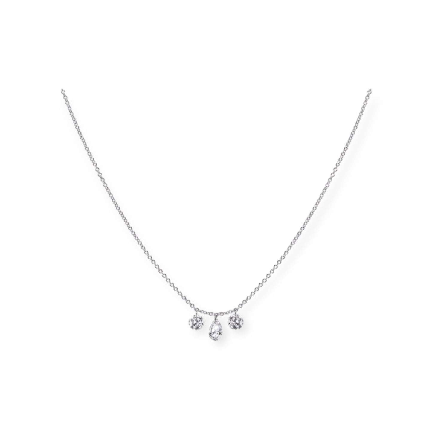 14k White Gold Lab-Created Drilled Diamond Necklace
