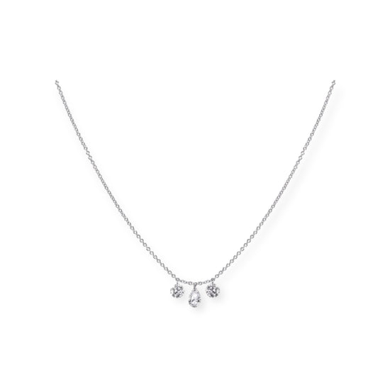 14k White Gold Lab-Created Drilled Diamond Necklace