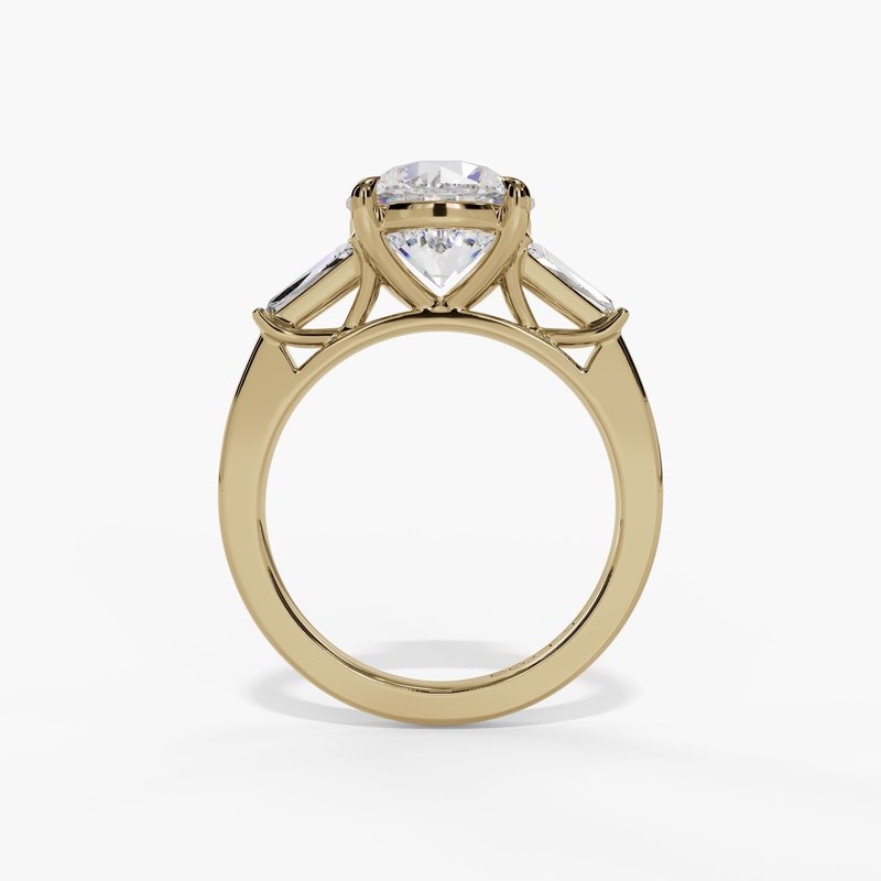 3 Stone Engagement Ring With Tapered Baguette