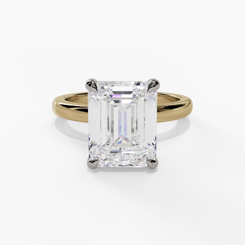 Two Tone Emerald Lab Grown Diamond Ring