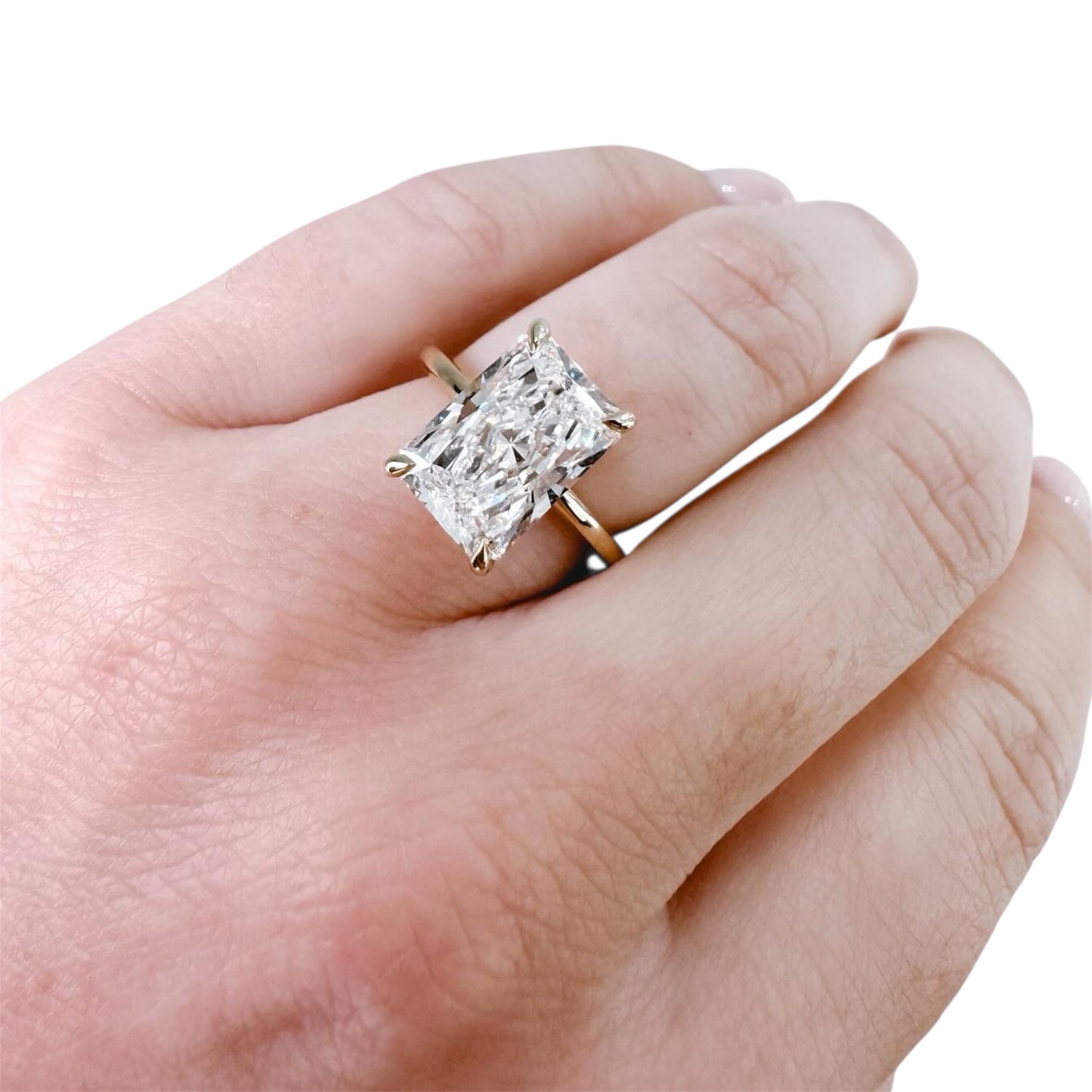 14k Yellow Gold 5.02 Radiant Lab Grown Engagement Ring