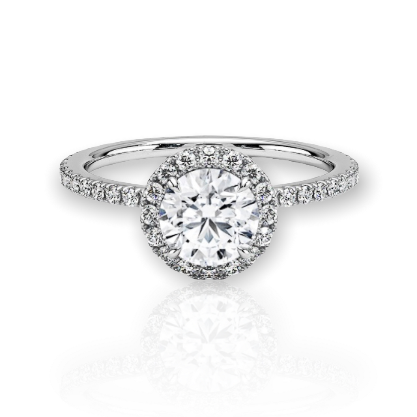 Round Lab Grown Diamond Halo Engagement Ring