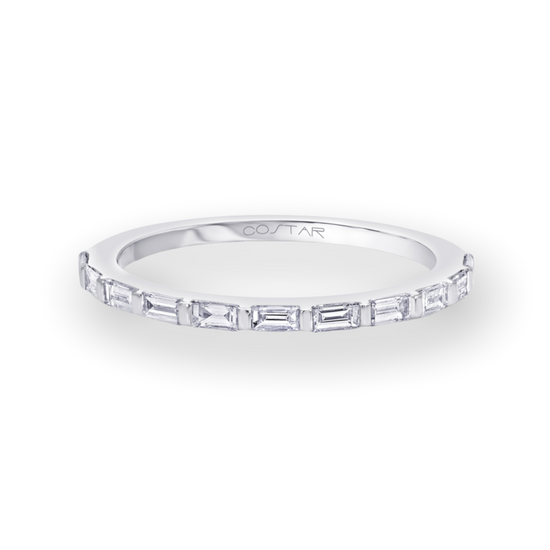 White Gold Diamond Band with Baguette