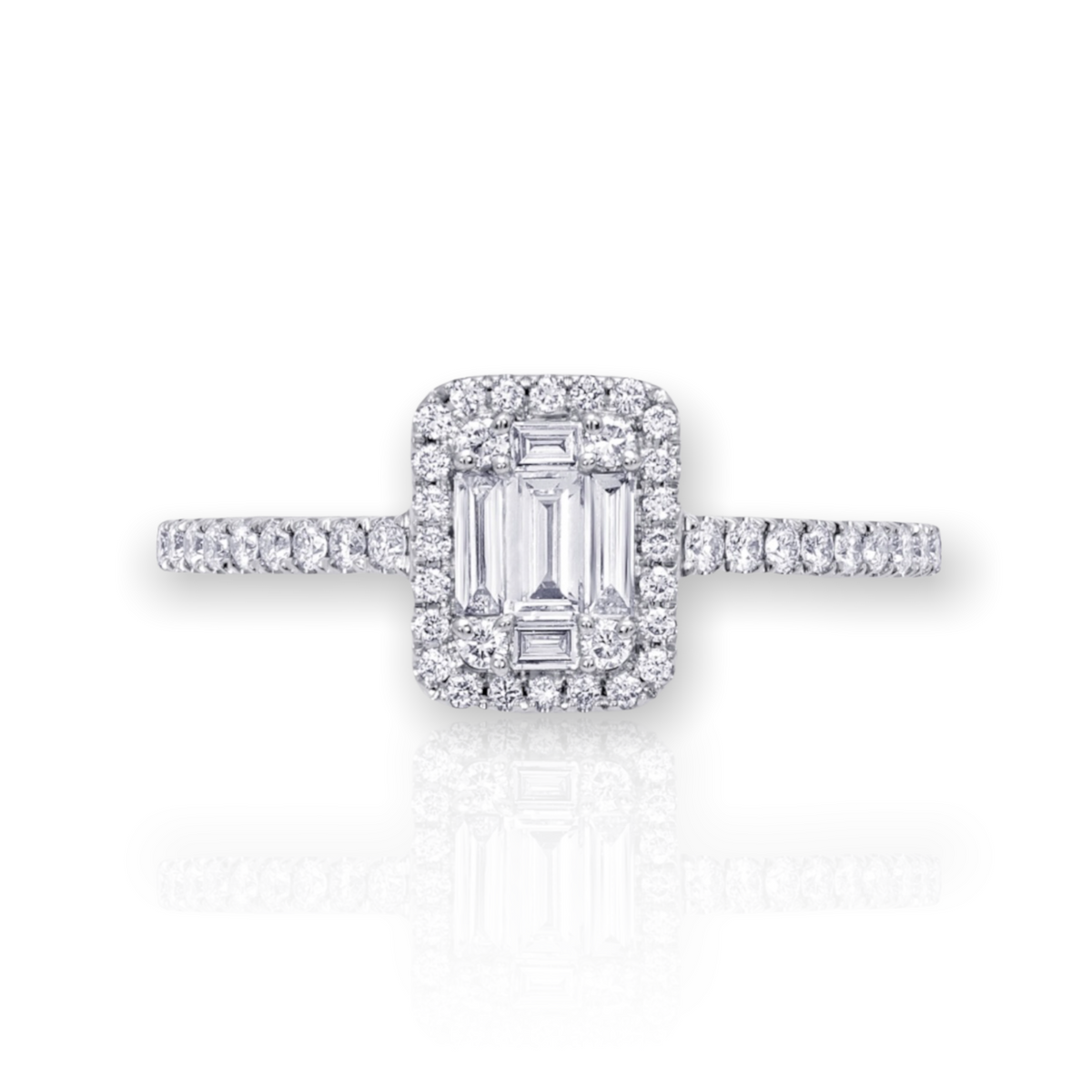 Emerald Engagement with Baguettes bakersfinejewelry