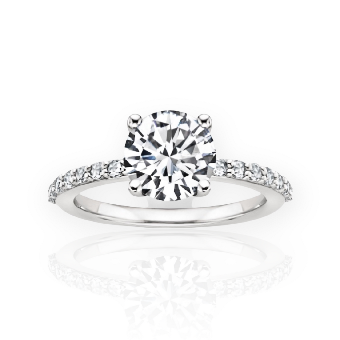 Round Lab Grown Hidden Halo Engagement Ring