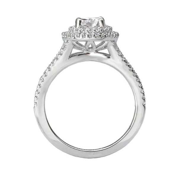 Natural Oval Halo Engagement Ring with Split Shank