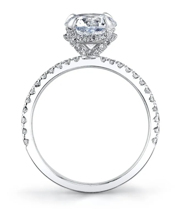 Round Lab Grown Hidden Halo Engagement Ring