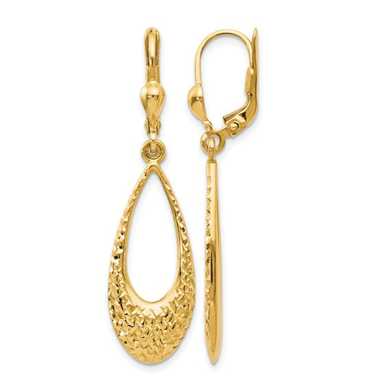 Polished and Diamond Cut Dangle Earrings