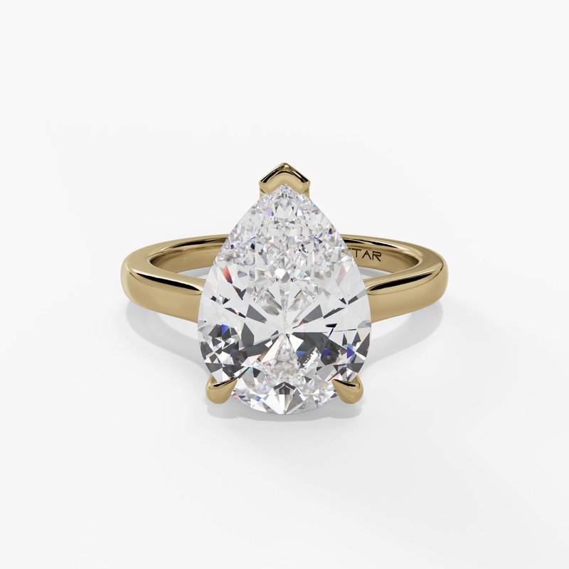 Pear Lab Grown Diamond Hidden Halo Cathedral Head Engagement Ring
