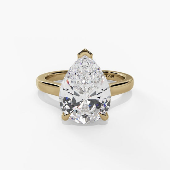 Pear Lab Grown Diamond Hidden Halo Cathedral Head Engagement Ring