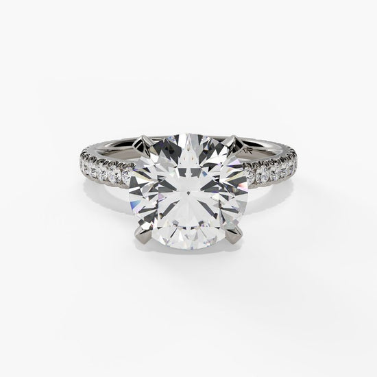 White Gold Round Lab Grown Engagement Ring