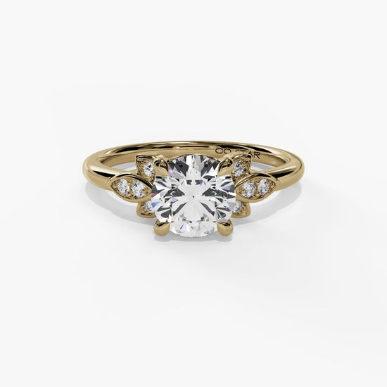 Solitaire with Marquise Bezel Accent Stones Engagement Ring