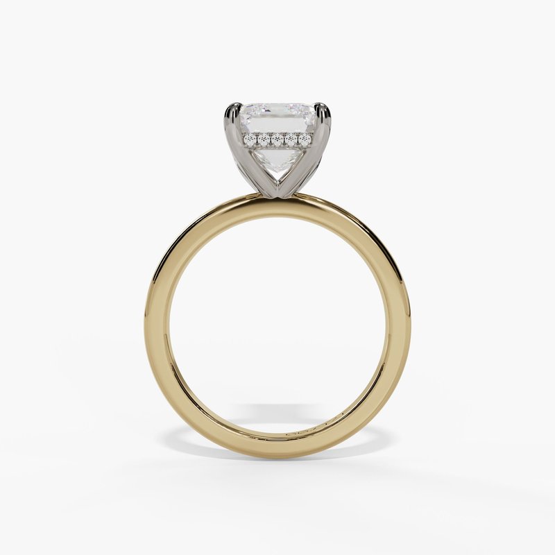 Two Tone Emerald Lab Grown Diamond Ring