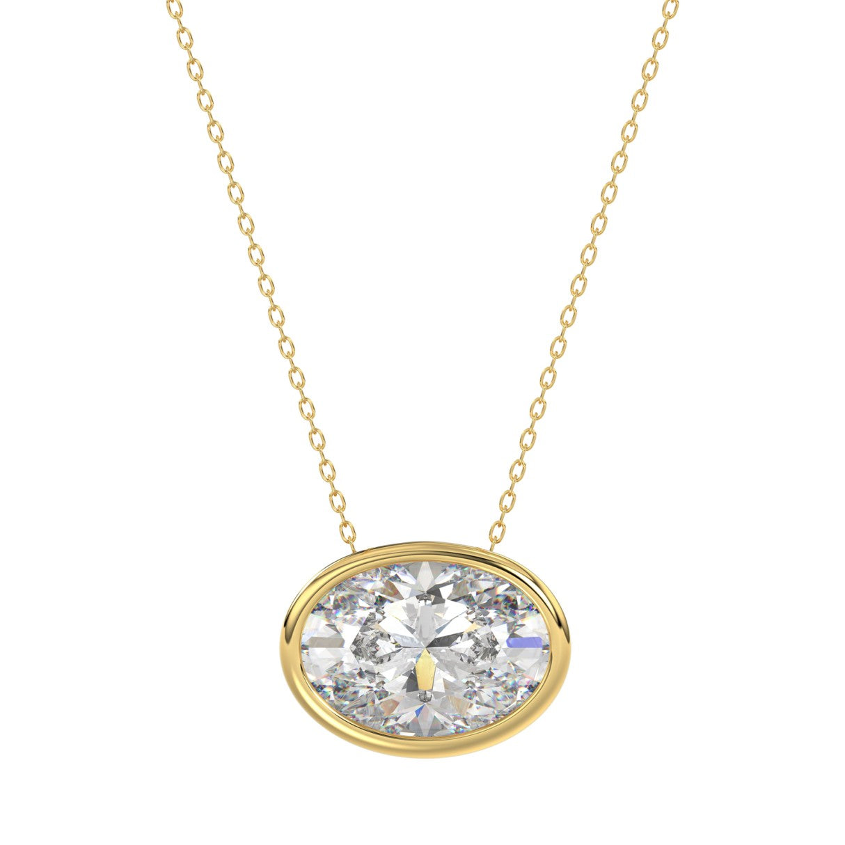 14k Yellow Gold 2ct Bezel Round Lab Grown Diamond Necklace
