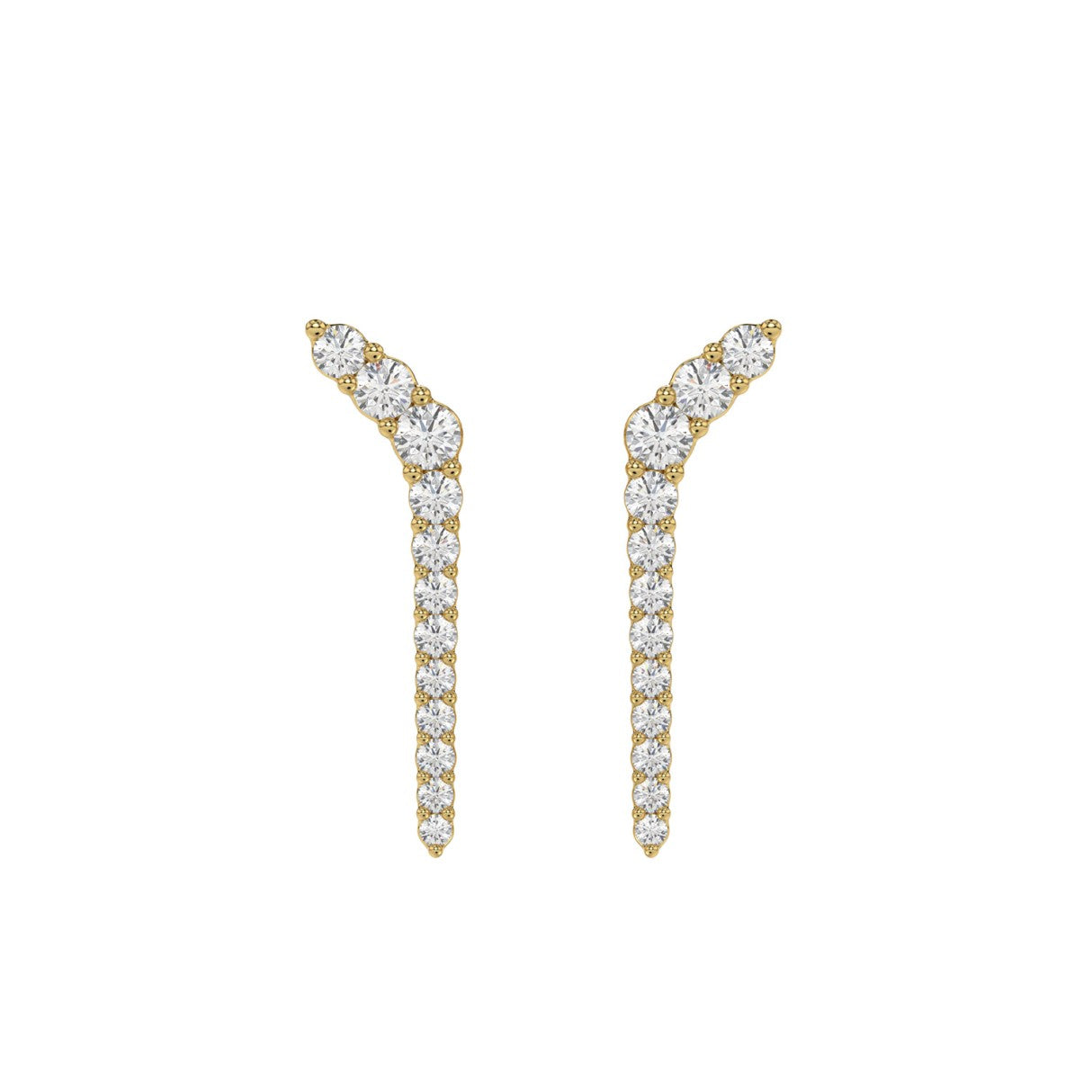 14k Yellow Gold Round Diamond Earrings