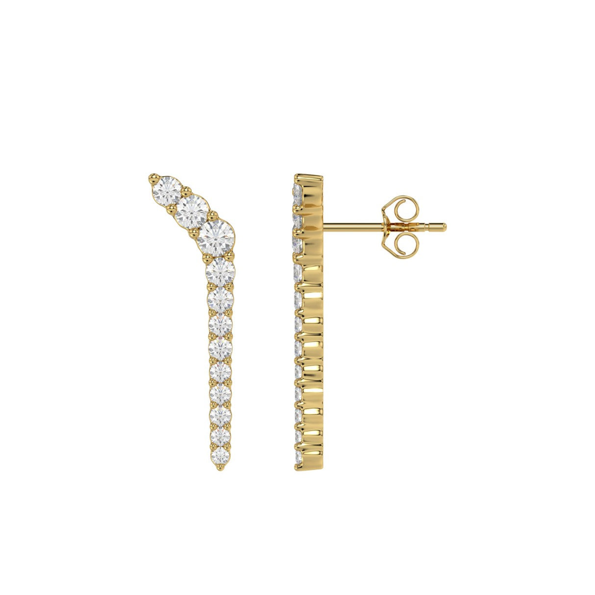 14k Yellow Gold Round Diamond Earrings