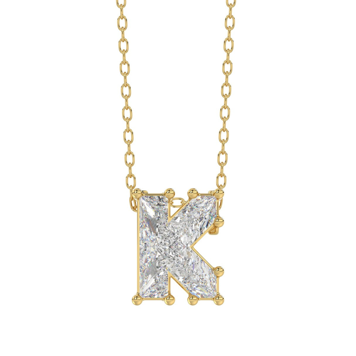 14k Yellow Gold "K" Initial Diamond Necklace