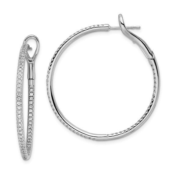 14k White Gold Large Lab Grown Diamond Hoops