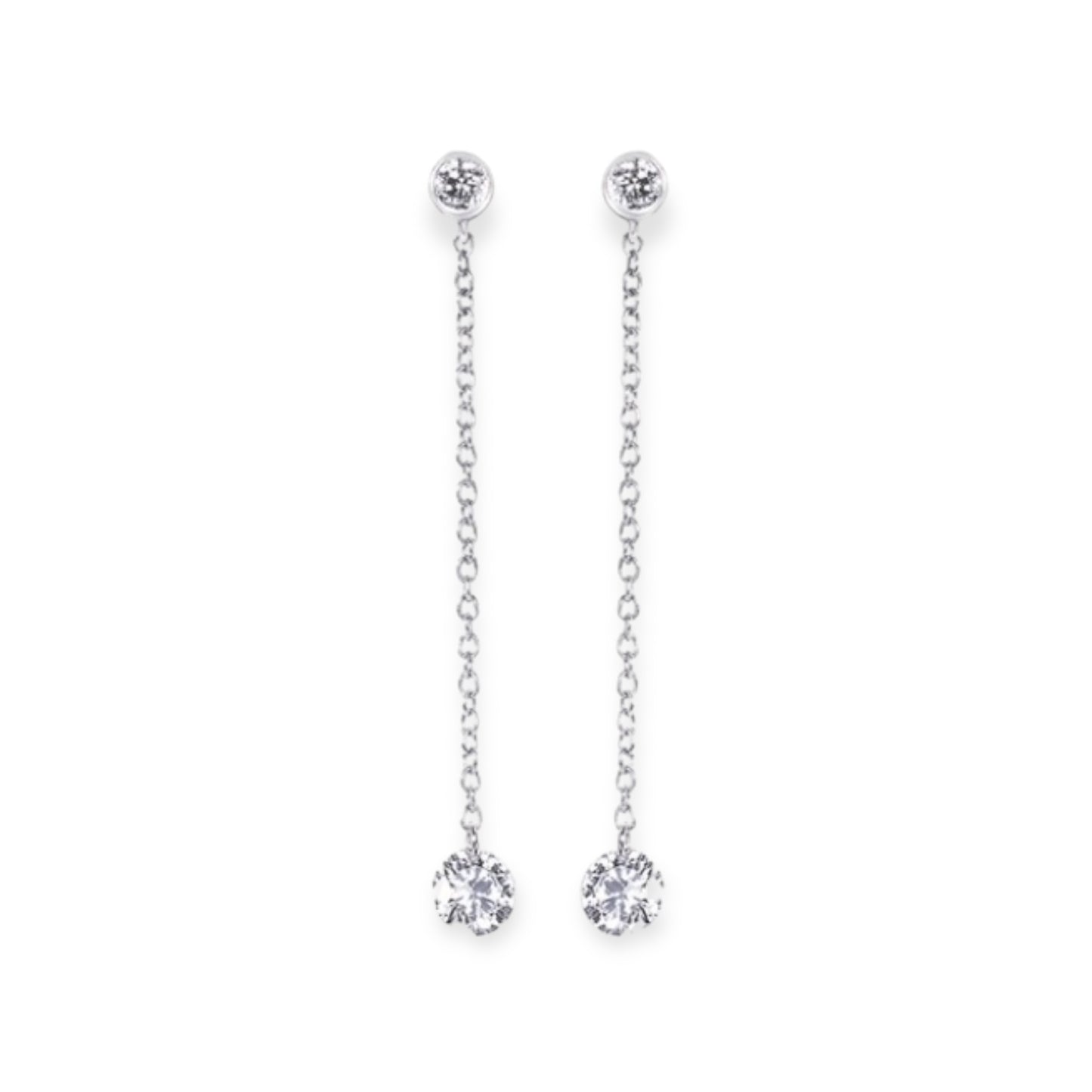 14K White Gold Lab-Created Drilled Diamond Earrings