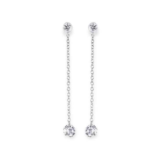 14K White Gold Lab-Created Drilled Diamond Earrings