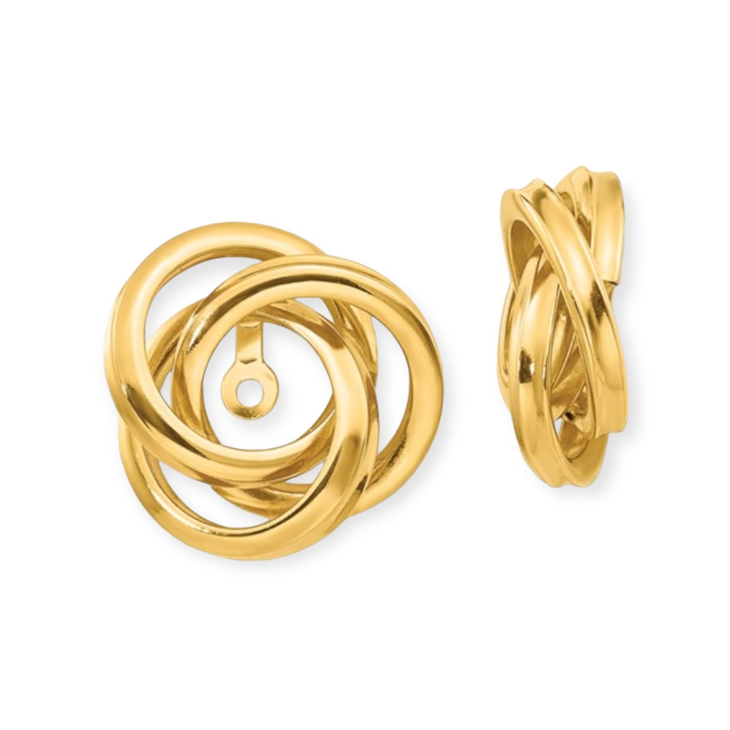 14k Yellow Gold Polished Love Knot Earring Jackets