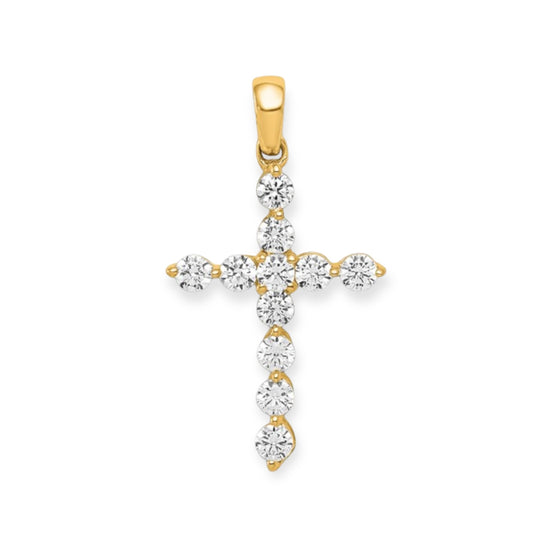 14K Yellow Gold Lab Grown Diamond Cross Pendant