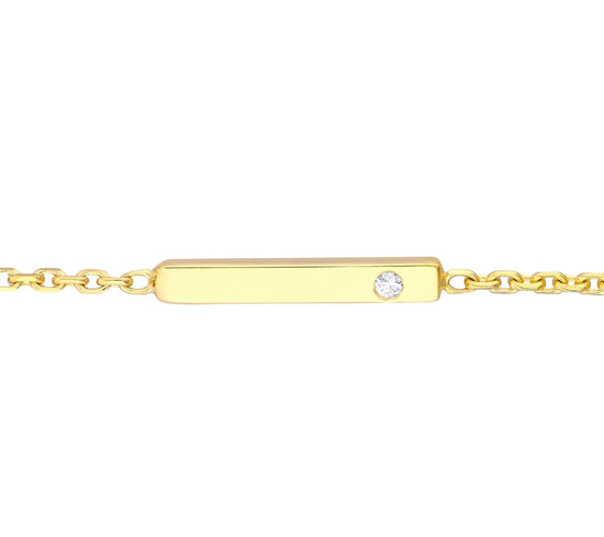 Gold Mini Bar Necklace with a Diamond
