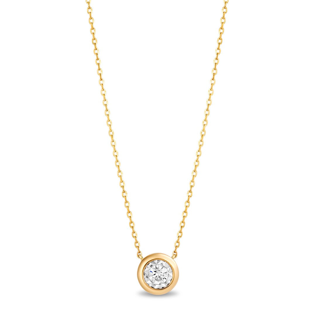 14k Yellow Gold Bezel Diamond Pendant