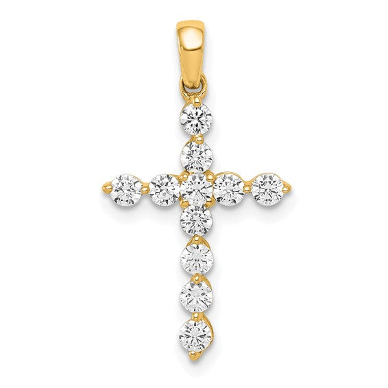 Diamond Cross Necklace On 10k Yellow Gold Chain