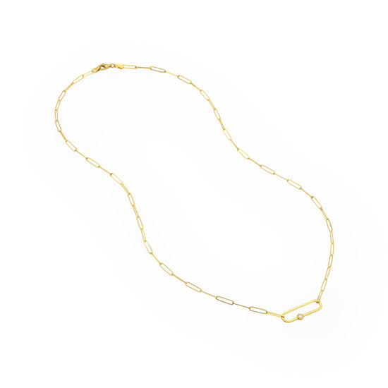 Load image into Gallery viewer, Paper Clip Necklace with Diamond
