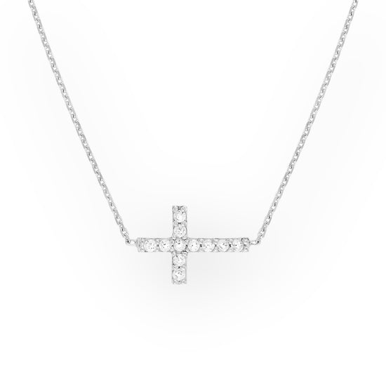 Sideways Cross Diamond Necklace