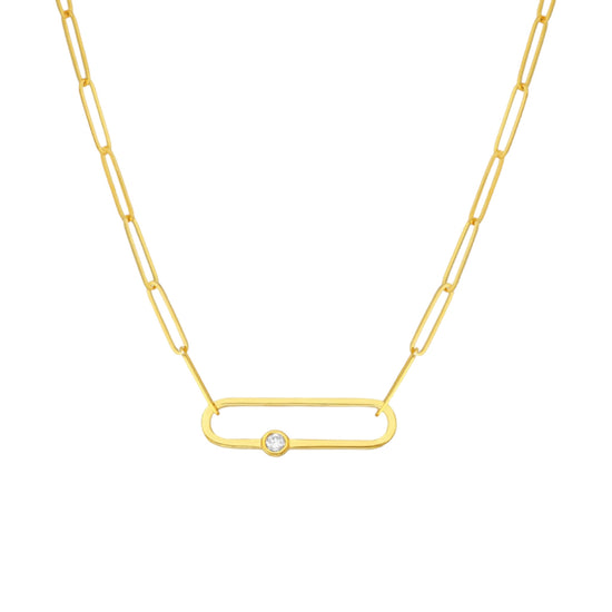14k Yellow Gold Paperclip Link Necklace w/Diamond Oval Drops | Wallach  Jewelry Designs | Larchmont, NY