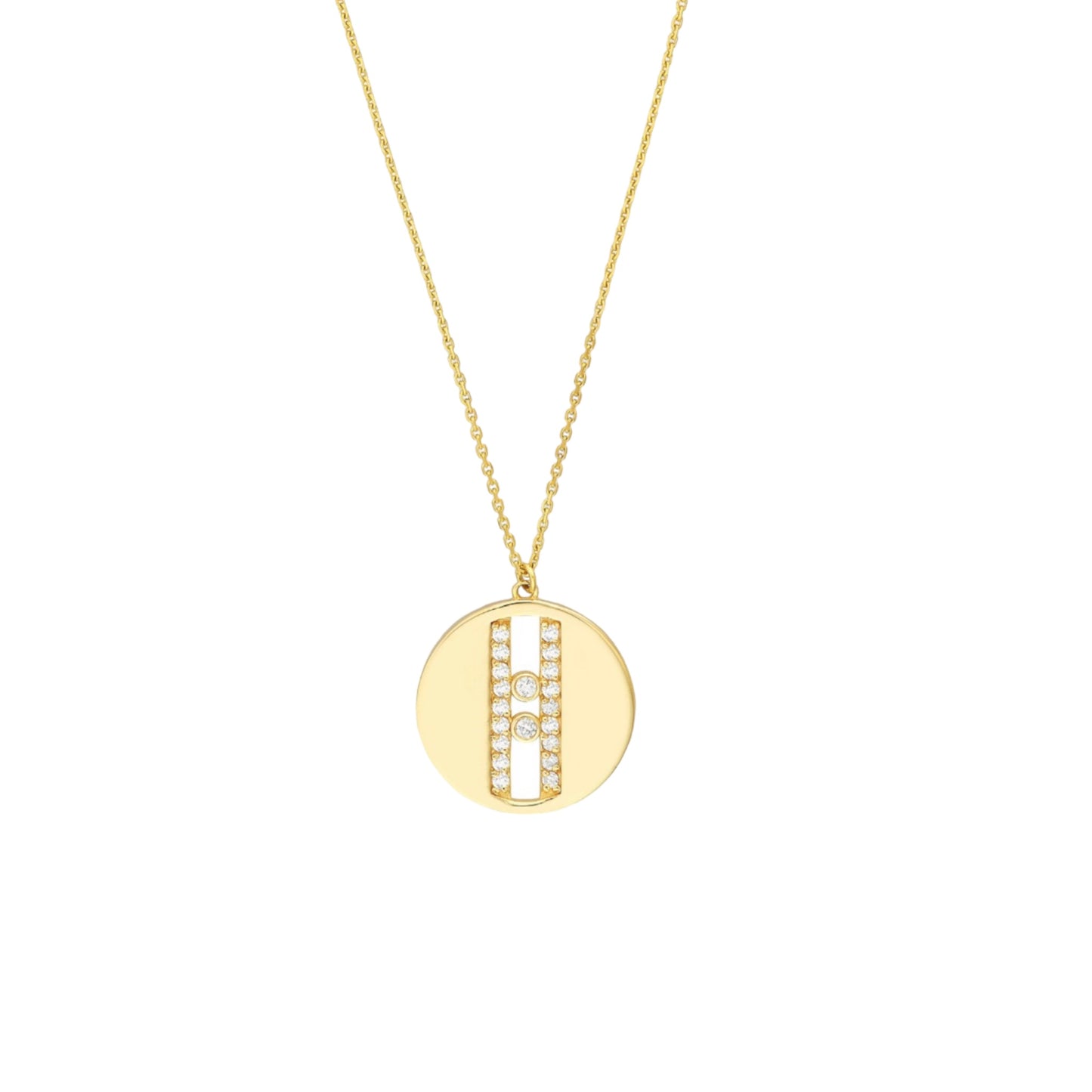 Load image into Gallery viewer, Gold Circle Pendant with Diamonds
