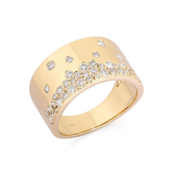 14k Yellow Gold Ring with Scattered Diamonds