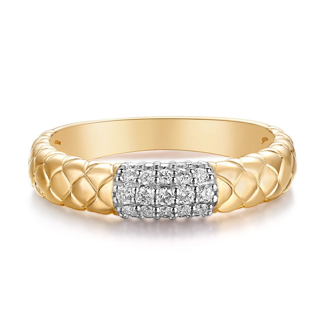 14k Yellow Gold Polished and Textured Ring