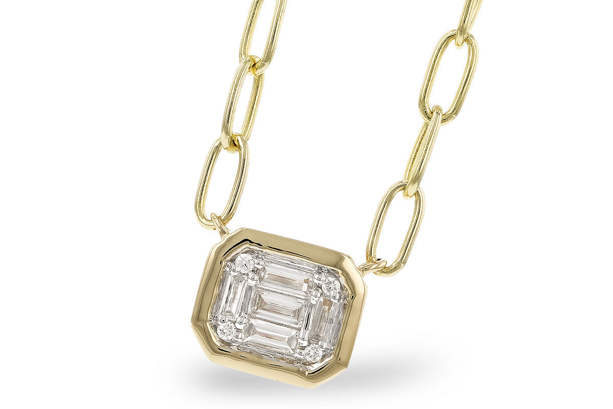 Natural Baguette Diamond On Paper Clip Chain