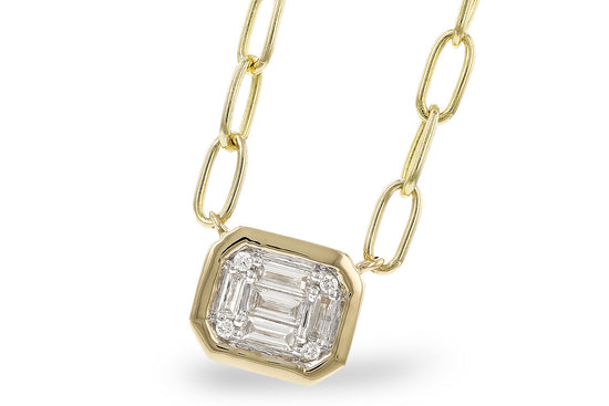 Natural Baguette Diamond On Paper Clip Chain