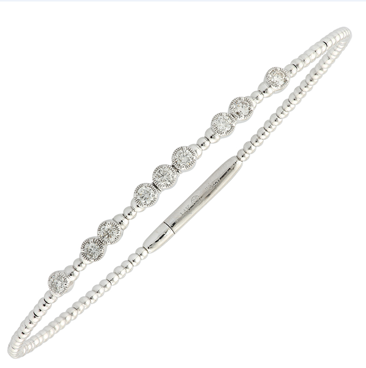 White Gold Flexible Bangle Bracelet