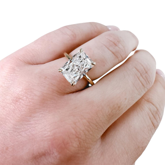14k Yellow Gold 5.02 Radiant Lab Grown Engagement Ring
