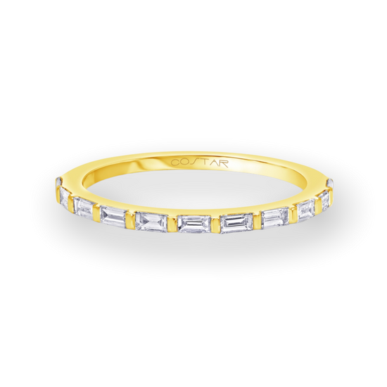 Yellow Gold Diamond Band with Baguettes