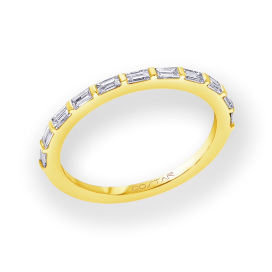 Yellow Gold Diamond Band with Baguettes