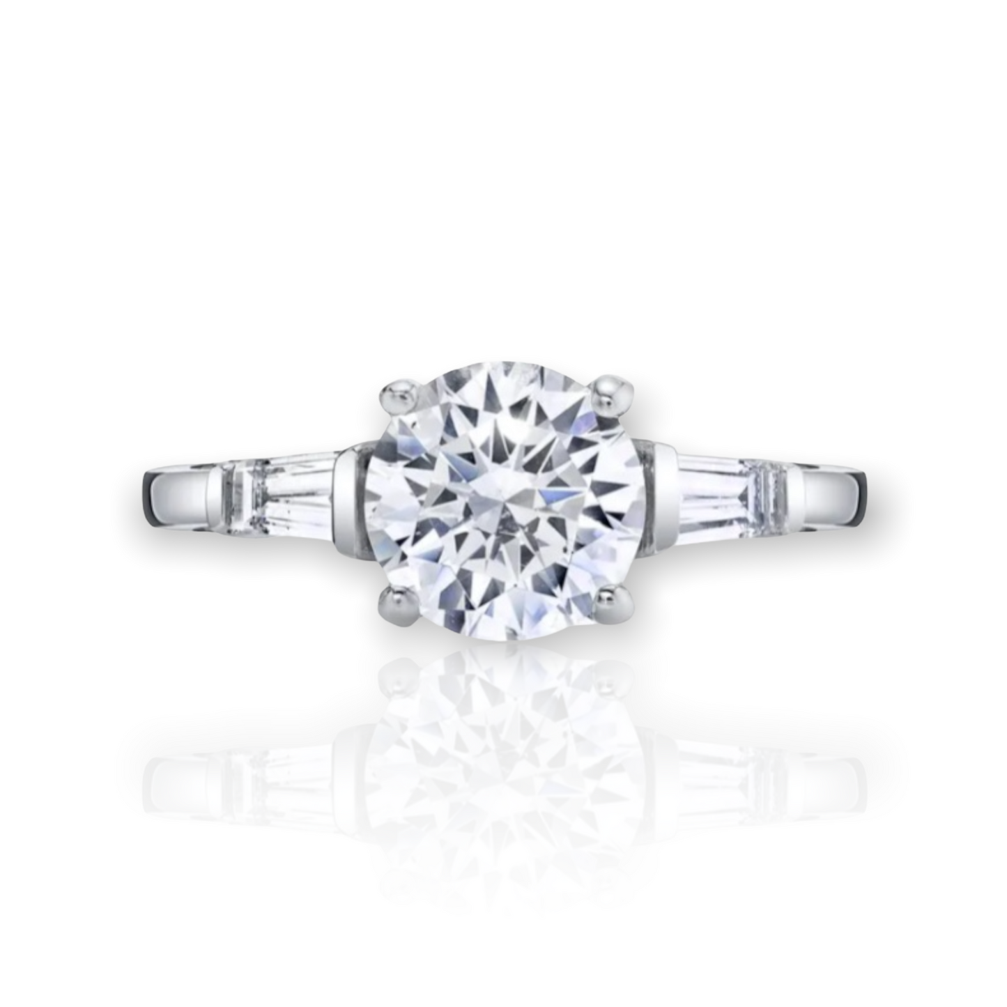 3 Stone Engagement Ring with Round and Baguette Diamonds NI