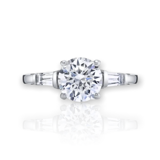 3 Stone Engagement Ring with Round and Baguette Diamonds NI