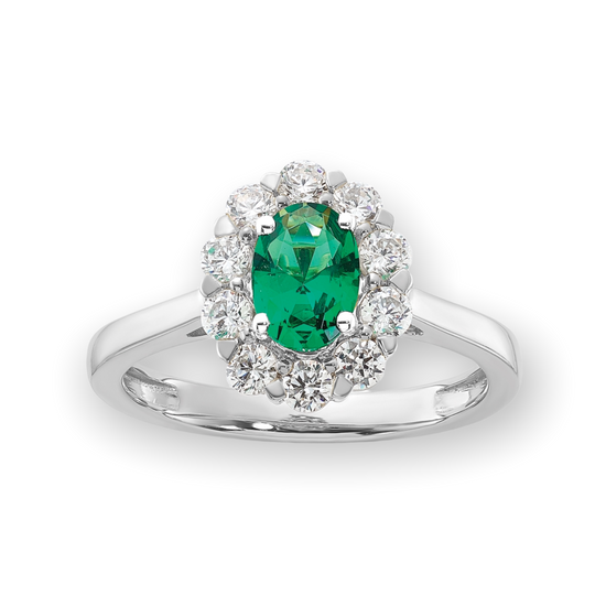 Oval Lab Grown Emerald Ring