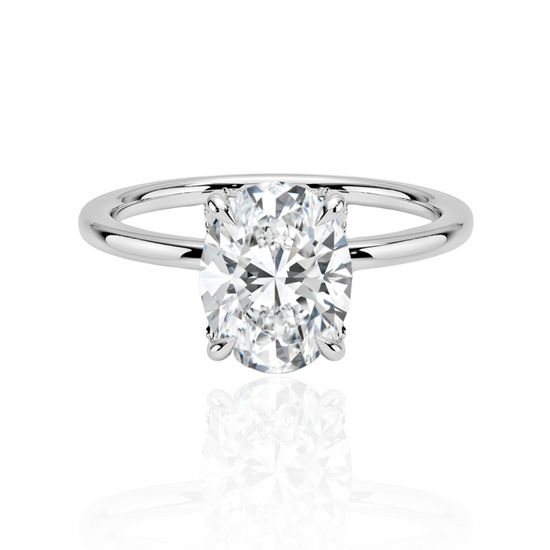 Lab Grown Oval Hidden Halo Engagement Ring