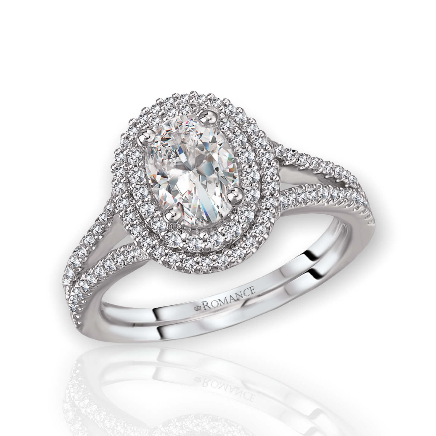 Split halo outlet engagement ring