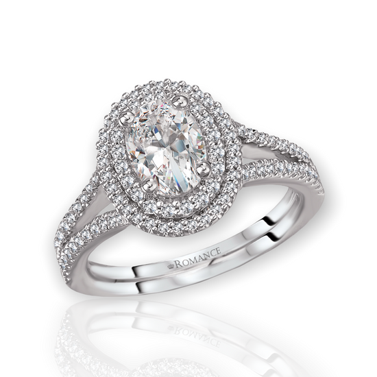 Oval Halo Engagement Ring with Split Shank