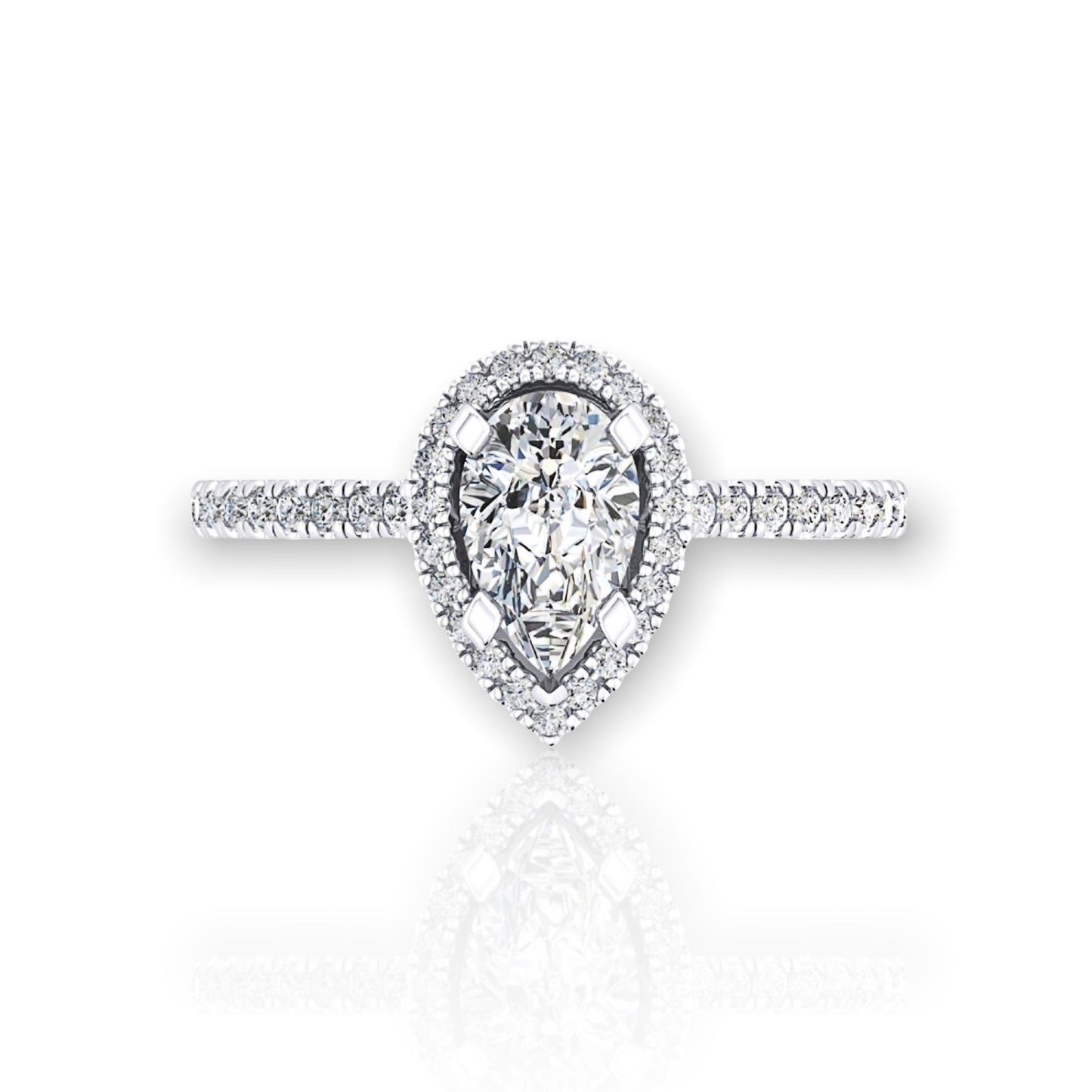 Tear Drop Halo Diamond Ring