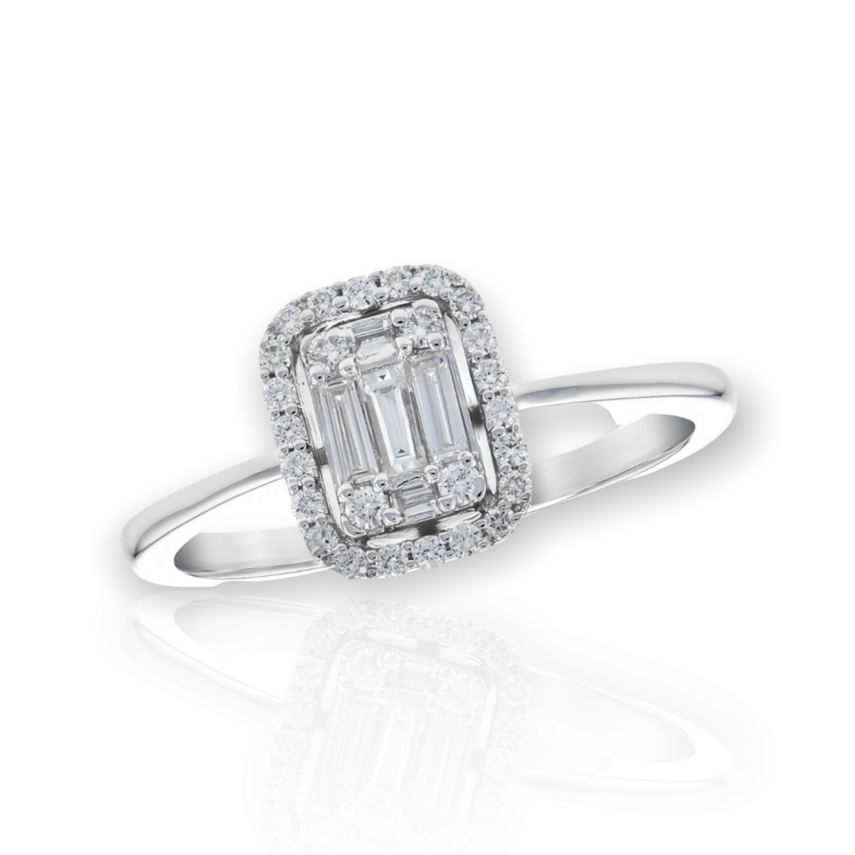 Engagement Ring with Baguettes and Round Diamonds bakersfinejewelry