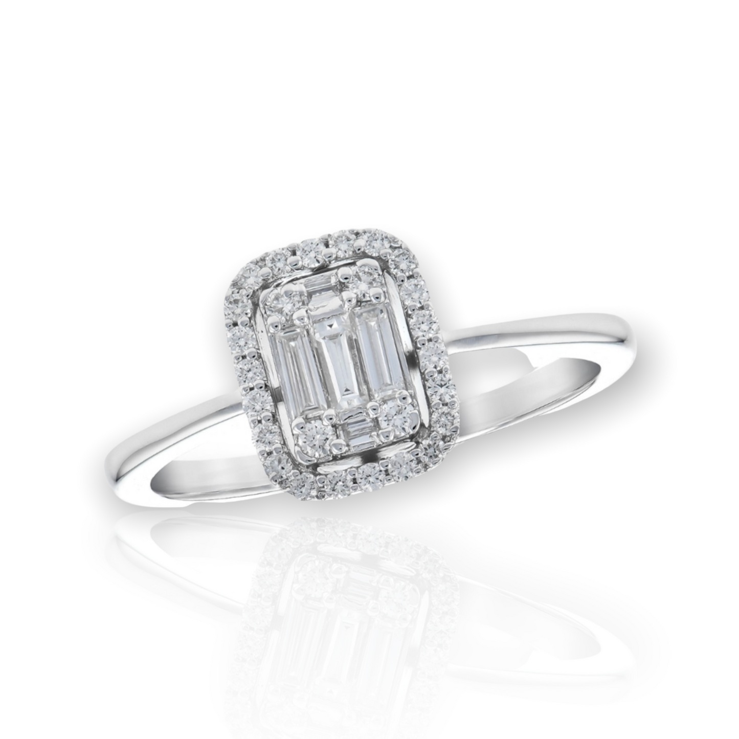 Engagement Ring with Baguettes and Round Diamonds